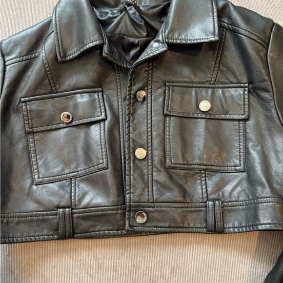 Beulah Black Leather Cropped Jacket - Picture 3 of 3